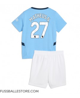 Günstige Manchester City Matheus Nunes #27 Heimtrikotsatz Kinder 2024-25 Kurzarm (+ Kurze Hosen)